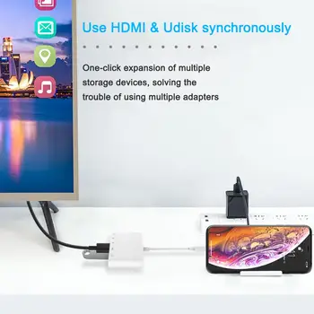 Zibens 1080P HDMI Kabeli USB SD TF Karšu Lasītājs Digitālo AV TV OTG Adapteri centru iPhone X XR XS 11Pro Max SE iPad Mini Pro