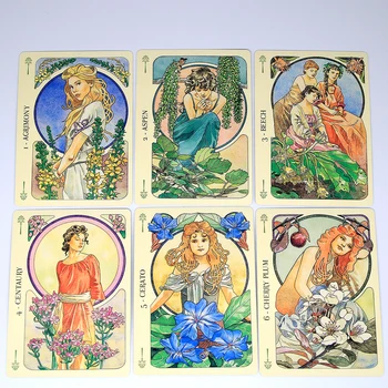 Ziedi Oracle Kartes Tarot Kartes izraisīt vislielāko enerģijas, laības gaismu ar ziedošām puķēm graciozs sievietēm