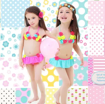 Ziedu Cute Kids Bērnu Meitene Bikini Komplekti, Peldkostīmu, Peldbikses peldkostīmu Toddler Peldkostīmu Bērniem Divus gabalus, Pludmales Biquini