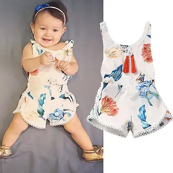 Ziedu Jaundzimušais Meitene Bērniem Bez Piedurknēm, Ziedu Romper Jumpsuit Backless Kokvilnas Sunsuit Tērpiem