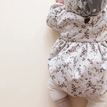Ziemas Baby Romper Ziedu Jaundzimušo Bērnu Jumpsuit Princese Rudens Zīdaiņu Meitenēm Romper Kokvilnas Toddler Meiteņu Drēbes Playsuit Apģērbs