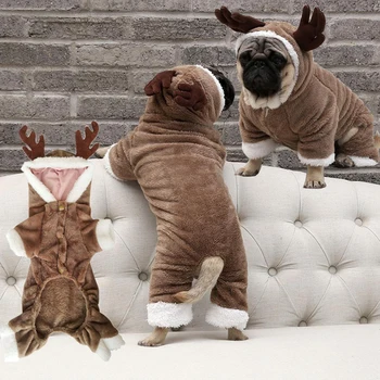 Ziemas Flaneļa Halloween, Ziemassvētku Kucēnu Kapuci Suns Mētelis Saglabāt Siltu Kostīmu Pet Cute Karikatūra Ziemeļbriežu Cosplay Soft Elk