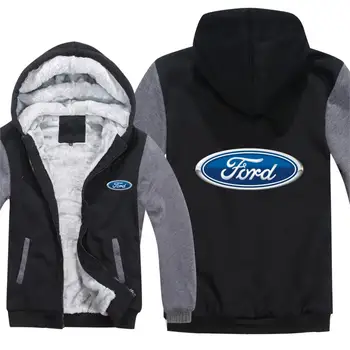 Ziemas Ford Hoodies Siltu Vīriešu Modes Vilnas Starplikas Jaka Ford Logotipu Sporta Krekli Vīriešu Mētelis