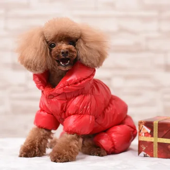 Ziemas Kucēns Pet Apģērbu Yorks Maziem Lieliem Suņiem Spics Sabiezējumu Jumpsuit Suns Mētelis Uz Leju Parkas Vairumtirdzniecības Mopsis Siltas Drēbes,