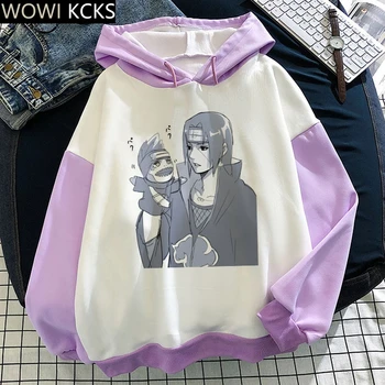 Ziemas Naruto Uchiha Itachi Anime Hip Hop Pelēkā Vārna Gothic Pulovers Streetwear Goth Drēbes Ar Garām Piedurknēm Sievietēm, Hoodies Sporta Krekls