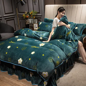 Ziemas Sabiezēt Maiga, Silta Gludas Queen Gultas Komplekts Romantiskā Luksusa Modes Dizaina Housse De Couette Mariage Apdare Ec50ct