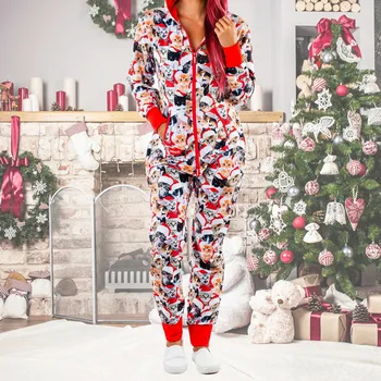 Ziemas Sieviete ir Plus Lieluma Kapuci Ziemassvētku Mājās Pidžamā Viens Gabals Pieaugušo Onesie Sieviešu Supermens Naktsveļu Jumpsuit Sleepwear