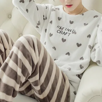 Ziemas Sieviešu Silts Sleepwear Salds Karikatūra Pidžamas Komplekts Mīksta Flaneļa Top Pidžamas Ilgi Elsas Gadījuma Mamma 2020. Gadam Homewear Lielo Izmēru