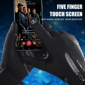 Ziemas Velo Cimdi Unisex Touchscreen Siltā Ūdens necaurlaidīgs Jāšanas Cimdi MTB Ceļu Pilnu Pirkstu Riteņbraukšana Pretvēja Cimdi