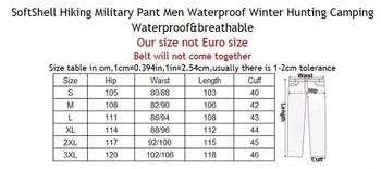 Ziemas vīriešu ūdensnecaurlaidīgs taktiskās bikses haizivs ādu, siltas bikses militāro formas tērpu bikses medību bikses aukstumu kāpšanas bikses