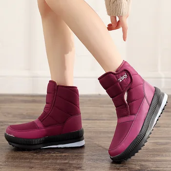 Ziemas zābaki, sieviešu kurpes ir 2021. modes cietā ūdensizturīgs ikdienas apavi sieviete hook&loop potītes zābaki, silts plīša sniega sieviešu zābaki AB72