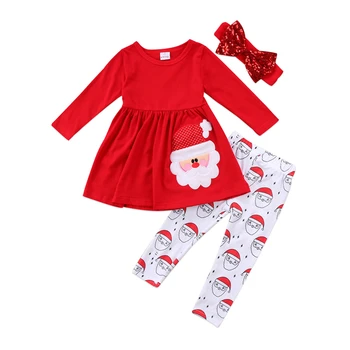Ziemassvētki Bērniem, Baby Toddler Meitene Ziemassvētku Kostīms Meitenēm Santa klaus Drēbes Tutu Kleitu Bikses garās Zeķes 3Pcs Apģērbu Komplekti