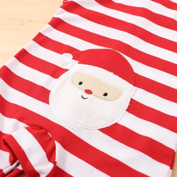 Ziemassvētku Baby garām Piedurknēm Jumpsuit Gadījuma Svaigi Svītrainām Santa Claus Modeli Vienā Gabalā Garas Bikses Bērnu Kombinezonus 0-24M