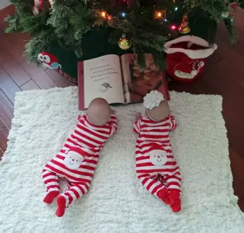 Ziemassvētku Baby garām Piedurknēm Jumpsuit Gadījuma Svaigi Svītrainām Santa Claus Modeli Vienā Gabalā Garas Bikses Bērnu Kombinezonus 0-24M
