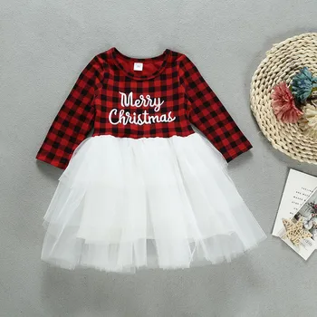 Ziemassvētku Baby Girl Tutu Kleita vestido فساتين اطفال Pleds Vēstuli Izdrukāt Acs Raibs Puse Princese Kleita Mini Kleita Apģērbs