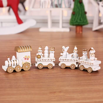 Ziemassvētku Docratiom Vilcienu Krāsots Koka Ziemassvētku rotājums Mājās ar Santa/lācis Ziemassvētki bērnu rotaļlietas, dāvanu, rotājumu Ziemassvētku Dāvanu