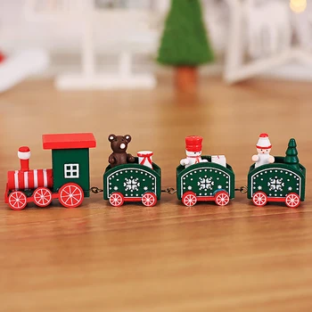 Ziemassvētku Docratiom Vilcienu Krāsots Koka Ziemassvētku rotājums Mājās ar Santa/lācis Ziemassvētki bērnu rotaļlietas, dāvanu, rotājumu Ziemassvētku Dāvanu