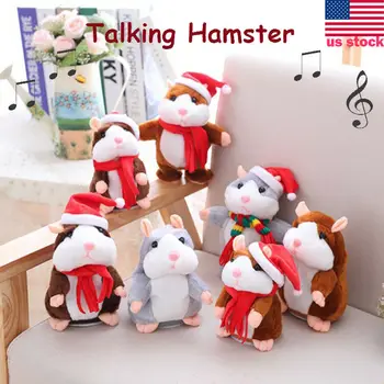 ZIEMASSVĒTKU DĀVANAS Talking Hamster Pastaigas Pavirša Elektriskā Bērniem Plīša Rotaļlietas Runāt Skaņu Ierakstu Kāmis Xmas Dāvanas Bērniem