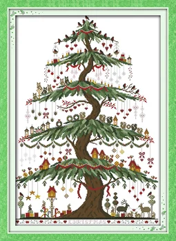 Ziemassvētku eglīte 2 cross stitch komplekts karikatūra Aīda skaits 14ct 11ct iespiesti izšuvumi DIY roku darbs, rokdarbi sienas, mājas dekoru