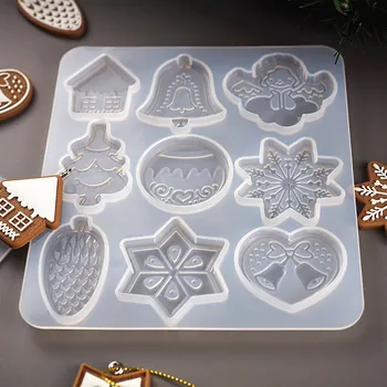 Ziemassvētku Eglīte Sniegpārslas Elk Kulons Sveķu Pelējuma Keychain Sarakstā, Rotaslietu Izgatavošana Silikona Veidnes