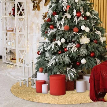 Ziemassvētku Eglīte Svārki Koku Svārki Auduma Paklāju Apaļas Zelta Sequin Ziemassvētku Eglīte Mats Skaistas Fotogrāfijas Koku Rīks