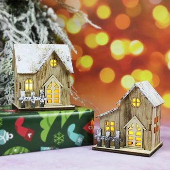 Ziemassvētku Gaismas, Koka Māja, naktsskapītis Lampa LED Gaismas Dedroom Apdare, Ziemassvētku Rotājumi Partijas Biroja Mājas Dekoru, Dāvanu