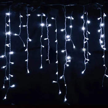 Ziemassvētku gaismas, āra apdare, 4 metru krituma 0.3-0.5 m led aizkaru lāsteku string gaismas jauno gadu kāzu vainags gaismas