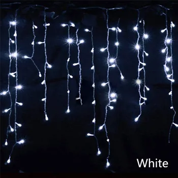 Ziemassvētku gaismas, āra apdare, 5 metru krituma 0.3-0.5 m led aizkaru lāsteku string gaismas jauno gadu kāzu vainags gaismas
