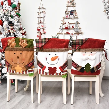 Ziemassvētku Krēsla Pārsegs Santa Claus, Sniegavīrs Krēslu Piedurknes Noņemamas Slipcovers Anti-Putekļu Mēbeles Ziemassvētki Jaunais Gads Apdare