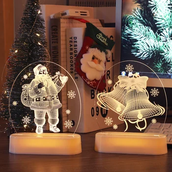 Ziemassvētku LED apgaismojums pārredzami Santa Claus Akrila Nakts Lampas, Ziemassvētku rotājumi mājās Ziemassvētku 2020. gadam dāvanu ziemassvētki navidad