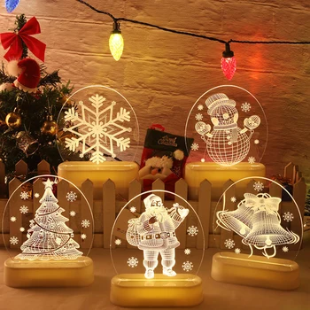 Ziemassvētku LED apgaismojums pārredzami Santa Claus Akrila Nakts Lampas, Ziemassvētku rotājumi mājās Ziemassvētku 2020. gadam dāvanu ziemassvētki navidad