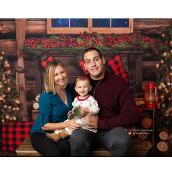 Ziemassvētku Loga Backdrops Par Fotogrāfiju, Kamīns Sarkanas Zeķes Ģimenes Puse Bērnu Dzimšanas Dienas Fons Foto Studijas Aksesuārus