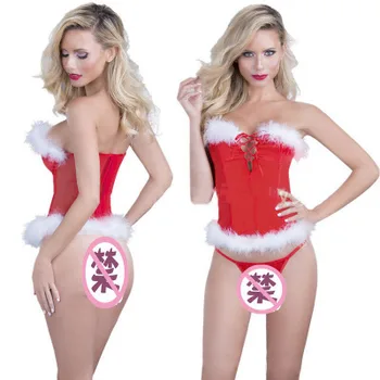 Ziemassvētku Mežģīnes Policijas Vienotu Sexy Apakšveļa Komplekts Sleepwear Sieviešu Acs Babydoll Tops G-string 2gab Eksotisko Komplekti Ziemassvētki Apģērbi