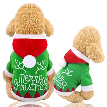 Ziemassvētku Pelēkā Vārna Pet Suņu Apģērbu Karikatūra Apģērbu Suņiem Silts Kokvilnas Mazo Kostīmu Gudrs Chihuahua Drukāt Rudens Zaļo Zēns Mascotas