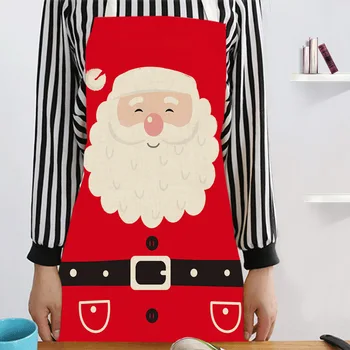 Ziemassvētku Rotājumi bez Piedurknēm Gatavošanas Priekšauts Karikatūra Santa Claus Elk Sniegavīrs Lina Kleita Sievietēm, Vīriešiem, Bērniem Virtuvē Bērni