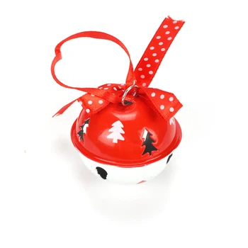 Ziemassvētku rotājumi mājās 6pcs sarkans balts metāla džinglu zvans ar lentu 50mm koka bells par Ziemassvētku rotājumi, dekori