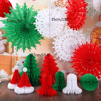 Ziemassvētku Rotājumu Koku, Šūnveida Cepuri Sniegpārslas Ventilators Skatuves Vienošanās Bell ziemassvētku rotājumi mājās adornos navidenos