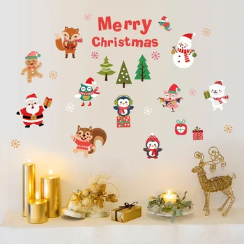 Ziemassvētku Sienas Uzlīmes, Dzīvojamā Istaba Ziemassvētki Santa Claus, Sniegavīrs Elk Sienas Uzlīmes Logu Dekori Interjera Dizains