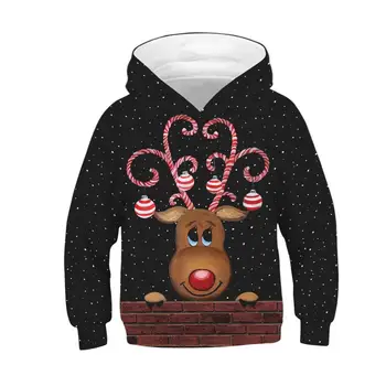 Ziemassvētku Stilā Zēniem Un Meitenēm Kapuci sporta Krekls 3D Drukas Karikatūra Dzīvnieku Modelis Santa Claus Mētelis Bērniem, Bērnu Apģērbi