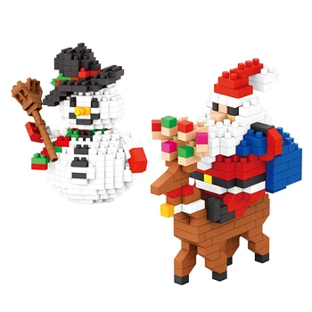 Ziemassvētku Sērijas Mini Celtniecības Bloki Skaitļi Savienojumu Santa Claus, Sniegavīrs Elk Koka Ķieģeļu Rotaļlietas Ziemassvētku Dāvanu Bērniem, Rotaļlietas