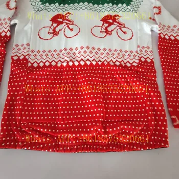 Ziemassvētku Tēmu Ziemas garām piedurknēm Vilnas Svīteri mans velo apģērbs MTB Kalnu Velosipēds jersey valkāt maillot ciclismo hombre