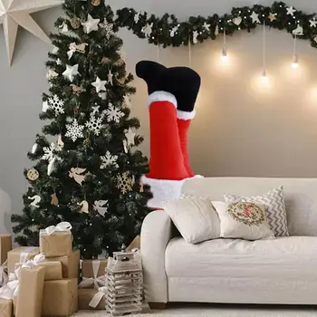 Ziemassvētku Un Santa Claus Plīša Kājas Smieklīgi Pildījumu Kāju Vainags Eglīšu Rotājumi Xxmas Logu, Durvju Rotājumi Ir 2021.