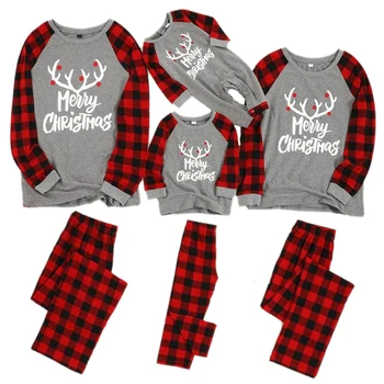Ziemassvētku Ģimenei, Pidžamas Komplekts Mātes-bērna Uzvalks Mājās Sleepwear Ģimenes Izskatās Jaunais Gads Baby Kid Tētis, Mamma Atbilstošas Ģimenes Tērpiem
