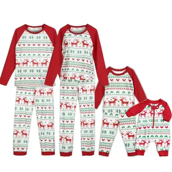 Ziemassvētku Ģimenei, Pidžamas Komplekts Ziemassvētki Drēbes, Mātes-bērna Uzvalks Mājās Sleepwear Naktsveļu Baby Kid Tētis, Mamma Atbilstošas Ģimenes Tērpiem