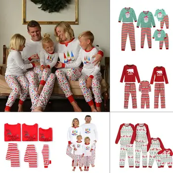 Ziemassvētku Ģimenei, Pidžamas Komplekts Ziemassvētki Drēbes, Mātes-bērna Uzvalks Mājās Sleepwear Naktsveļu Baby Kid Tētis, Mamma Atbilstošas Ģimenes Tērpiem