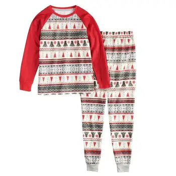 Ziemassvētku Ģimenei, Pidžamas Komplekts Ziemassvētki Ģimenes izskatu Saskaņojot tērpiem Mājās valkāt pusei Sleepwear Pieaugušajiem Bērniem Naktsveļu kokvilnas pidžamas
