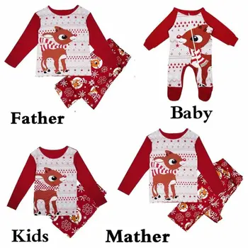Ziemassvētku Ģimenes Saskaņošanas Pidžamas Komplekts Pieaugušo Vīriešu Sieviešu Kids Sleepwear Naktsveļu Ziemassvētku Apģērbs, Pidžamas Komplekts Kokvilnas Miega Uzvalks
