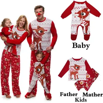 Ziemassvētku Ģimenes Saskaņošanas Pidžamas Komplekts Pieaugušo Vīriešu Sieviešu Kids Sleepwear Naktsveļu Ziemassvētku Apģērbs, Pidžamas Komplekts Kokvilnas Miega Uzvalks