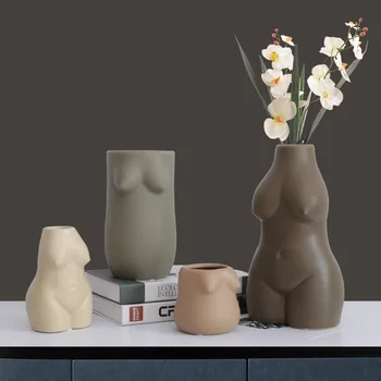 Ziemeļvalstu abstraktu cilvēka ķermeņa mākslas keramikas vāze rotājumi, mājas piederumi dzīves telpu dekorēšana mājas apdare