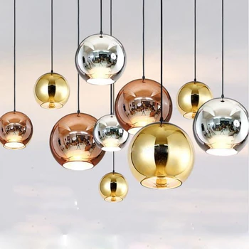 Ziemeļvalstu Chrome Kārta GlassBall Kulons Lampas Vara/Skaida/Gold Indoor hanging Lampas Guļamistabas dzīvo jamo istabu Mājas Apdare produkts